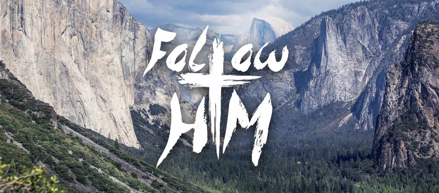 Follow Him Ministries logo with mountains in the background